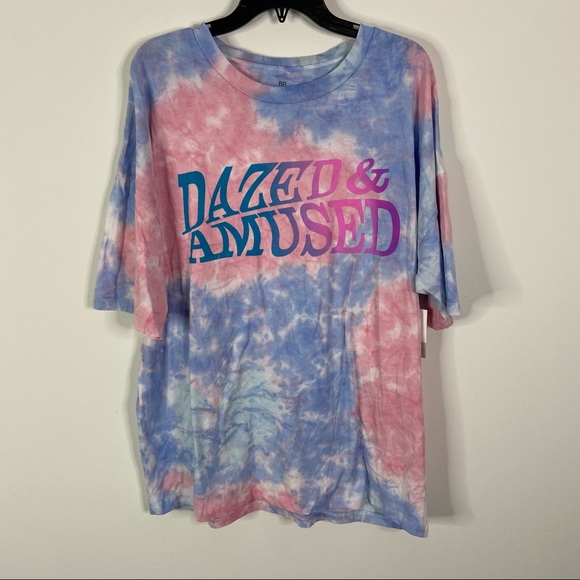 Bp. Oversize Graphic Tee In Purple Tie Dye Dazed Amused - Picture 3 of 6